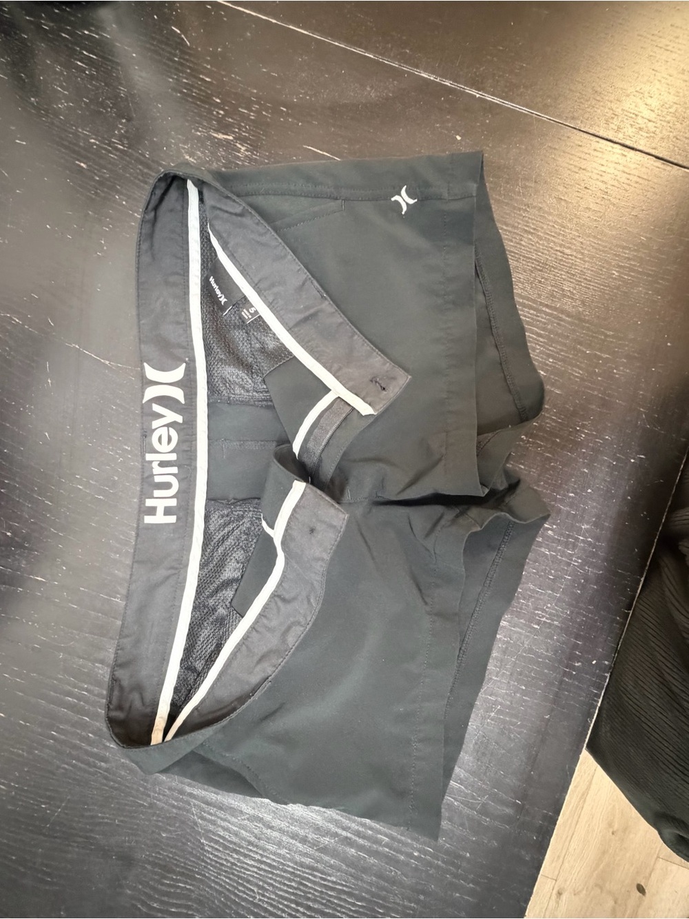 Hurley Black Women's Athletic Shorts with Branded Waistband